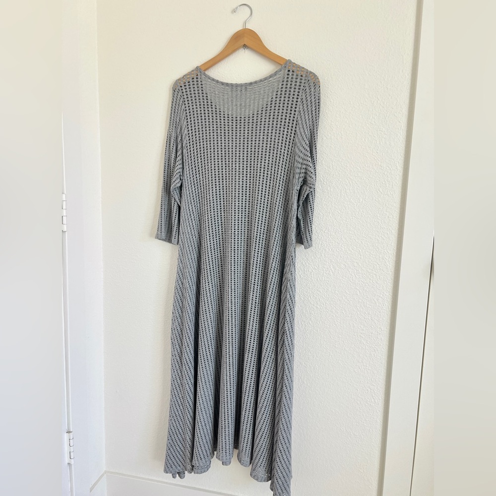 Alembika Women's Gray Maxi Dress - Scoop Neck, 3/4 Sleeve - Picture 4 of 6